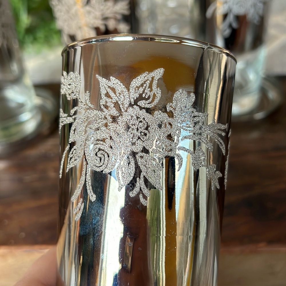Vintage Black and Silver Floral Drinkware Set - Picture 9 of 11